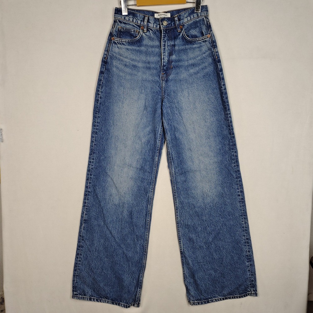 Reformation Cary High Rise Slouchy Wide Leg Jeans Colorado Wash Size 26